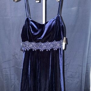 City Studio Navy Blue Velvet Prom Dress